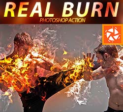 极品PS动作－火焰冲击：Real Burn Photoshop Action